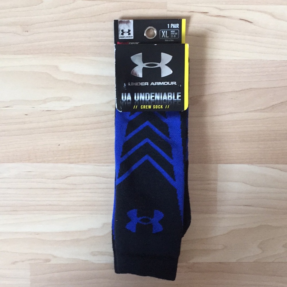 Blue/Black Under Armour athletic crew socks